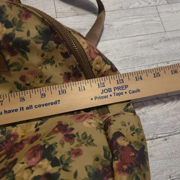 Patricia Nash Floral Canvas Backpack Vintage Rose Print Leather Trim Bag - Picture 10 of 14
